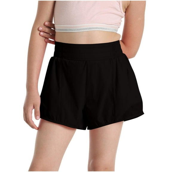 Annhoo Children's Solid Shorts Elastic Waisted Sports Summer Casual Comfy Girls Shorts with Zipper Pockets 6-16 Years