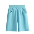 thumbnail image 1 of Annhoo Children's Summer Cotton Shorts High Waisted Straight Leg Solid Casual Shorts with Pockets Girls 2-11 Years, 1 of 3