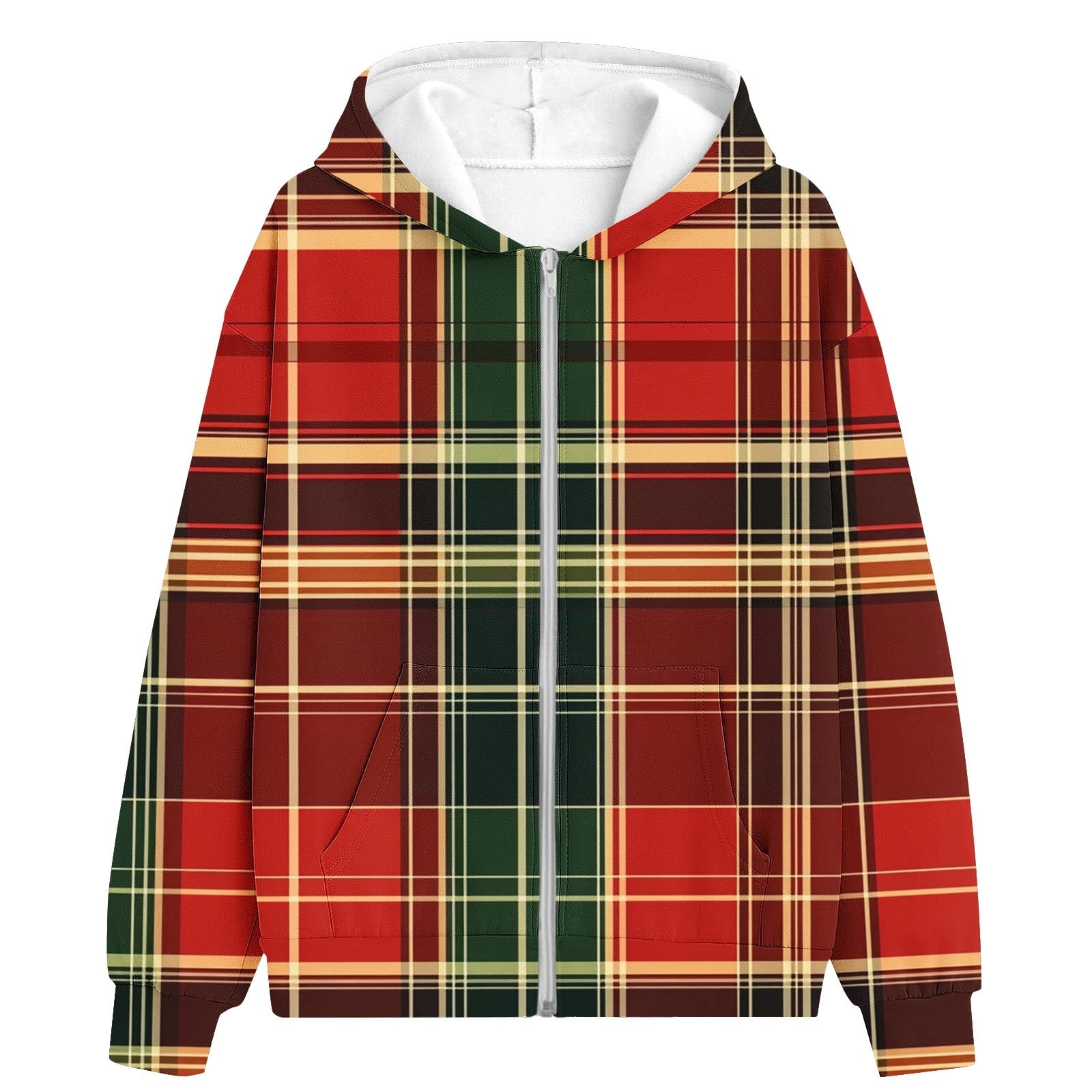 Annhoo Christmas Hoodies Sweatshirts for Kids Classic Plaid Print Long