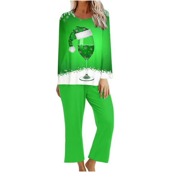Annhoo Christmas Pajama Sets for Women Snowflake Print Pj Outfits Long Sleeve Button down Sleepwear Loungewear Sets