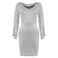 Annhoo Cocktail Dresses for Women Elegant Slim V Necl Long Sleeve