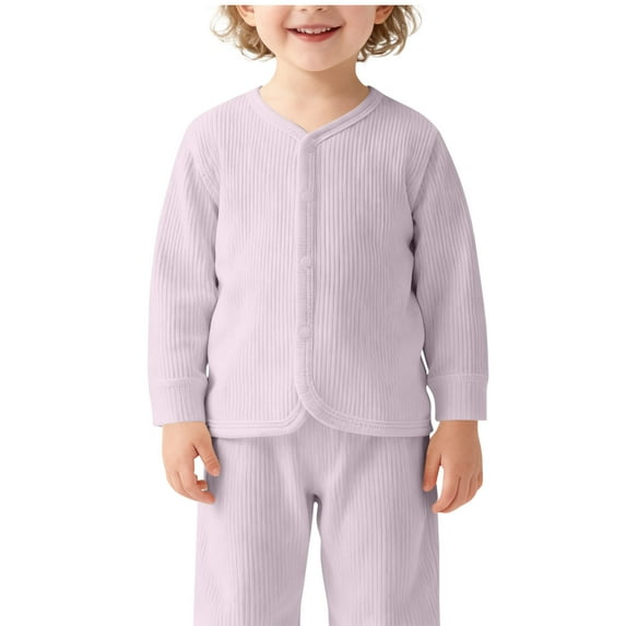 Annhoo Comfortable Lightweight Tops for Kids Solid Color Crewneck Ribbed Button Down Shirts Casual Fashion Clothes