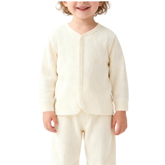 Annhoo Comfortable Lightweight Tops for Kids Solid Color Crewneck Ribbed Button Down Shirts Casual Fashion Clothes