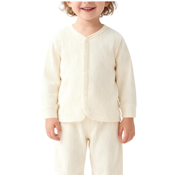 Annhoo Comfortable Lightweight Tops for Kids Solid Color Crewneck Ribbed Button Down Shirts Casual Fashion Clothes