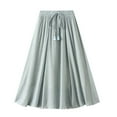 thumbnail image 1 of Annhoo Cotton Linen Skirts for Women Casual Drawstring Elastic Waisted Layered Skirt Loose Solid Vacation Skirt, 1 of 5