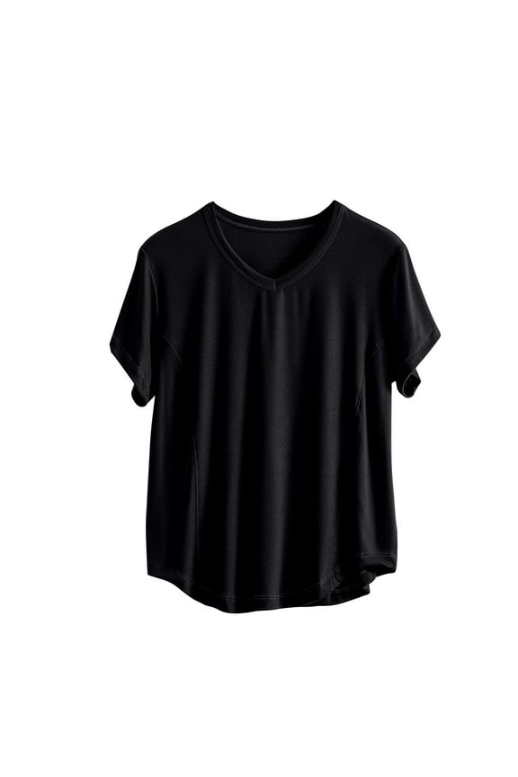 Cotton Pajama Tops for Women Lightweight Loose V Neck Solid Color Short Sleeve Shirts Comfortable Clothes