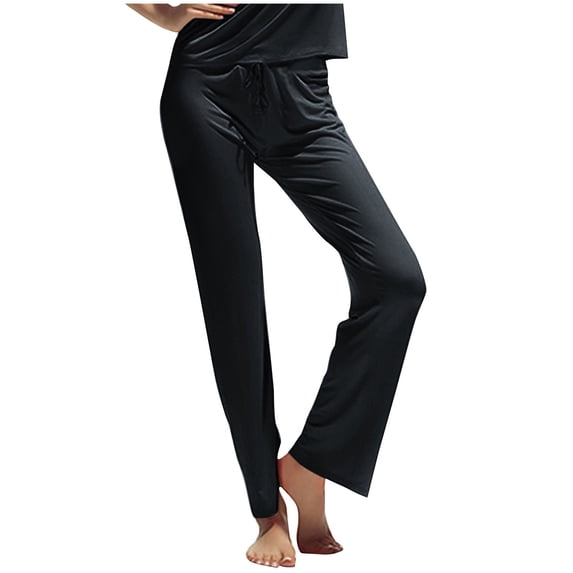 Annhoo Cotton Pants for Women High Waisted Drawstring Lounge Pants with Pockets Casual Solid Color Homewear
