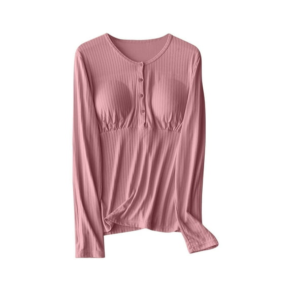 Annhoo Cotton Pregnant Clothes for Womens Long Sleeve Button Maternity Tops Ribbed Knit Soft Nursing Pullover Sleepwear