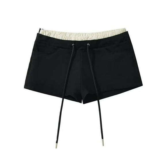 Annhoo Cotton Shorts for Women Trendy Comfy Color Block Casual Sport Shorts Vintage Daily Wear Comfy Cute Mini Pants