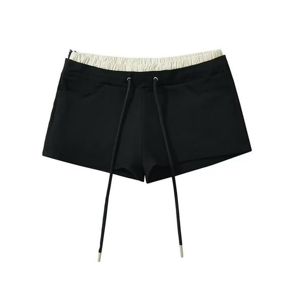Annhoo Cotton Shorts for Women Trendy Comfy Color Block Casual Sport Shorts Vintage Daily Wear Comfy Cute Mini Pants