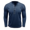 thumbnail image 1 of Annhoo Cotton Tshirts for Men Workout Long Sleeve Button Crew Neck Slim Tops Trendy Stylish Athletic Fall Pullover, 1 of 5