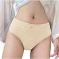 thumbnail image 1 of Annhoo Cotton Underwear for Women Stripes Casual Mid-High Waist Everyday Briefs Plus Size Full Coverage Panties, 1 of 4