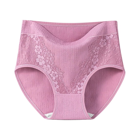 Annhoo Cotton Womens Briefs Plus Size Lace Embroidered Elastic Underpants Seamless Panties Breathable Comfy Bottoms