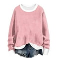 Annhoo Crewneck Plush Tops for Women Fall Casual Long Sleeve Color
