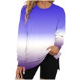thumbnail image 1 of Annhoo Crewneck Sweatshirts Women Long Sleeve Gradient Color Pullovers Fall Trendy Side Slit Clothes, 1 of 3