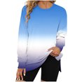 thumbnail image 1 of Annhoo Crewneck Sweatshirts Women Long Sleeve Gradient Color Pullovers Fall Trendy Side Slit Clothes, 1 of 3