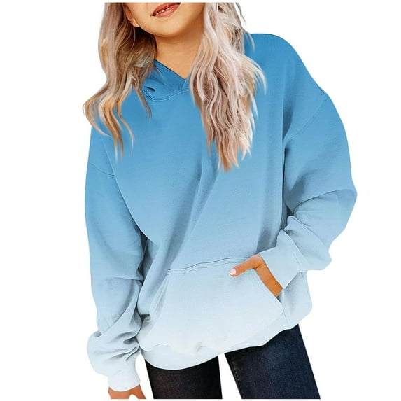 Annhoo Cute Hoodies for Girls Trendy Long Sleeve Oversized Sweatshirts Children's Gradient Color Clothes 2-14 Years