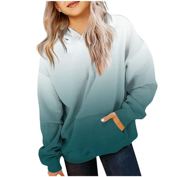 Annhoo Cute Hoodies for Girls Trendy Long Sleeve Oversized Sweatshirts Children's Gradient Color Clothes 2-14 Years