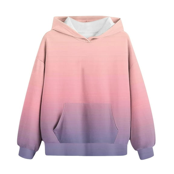 Annhoo Cute Hoodies for Girls Trendy Long Sleeve Oversized Sweatshirts Children's Gradient Color Clothes 2-14 Years