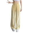 thumbnail image 1 of Annhoo Cute Pants for Women Drawstring Block Color Print Straight High Waist Long Trousers with pockets Soft Clothes, 1 of 7