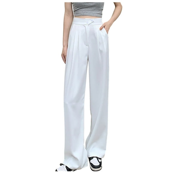 Annhoo Dress Pants for Women High Waisted Waist Pleated Straight Loose Trendy Work Business Trousers