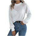 thumbnail image 1 of Annhoo Fall Sweaters for Women Fashion Hollow out Long Sleeve Knitted Shirts Casual Loose Round Neck Tops, 1 of 8