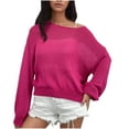 thumbnail image 1 of Annhoo Fall Sweaters for Women Long Sleeve Loose Round Neck Knitted Tops Trendy See Through Cutout Knitwear, 1 of 3
