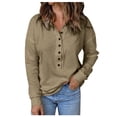 thumbnail image 1 of Annhoo Fall Tops for Women Casual Long Sleeve Button Front Collared Shirts Ladies Comfy Knitted Blouse Tees, 1 of 9
