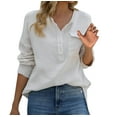 thumbnail image 1 of Annhoo Fall Tops for Women Casual Long Sleeve Button Front Tees with Pocket Loose Solid Color Pullover Shirts, 1 of 6