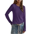 thumbnail image 1 of Annhoo Fall Tops for Women Casual Long Sleeve Crew Neck Knit Shirts Loose Solid Going out Basic Blouse Tees, 1 of 7