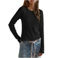thumbnail image 1 of Annhoo Fall Tops for Women Casual Long Sleeve Crew Neck Knit Shirts Loose Solid Going out Basic Blouse Tees, 1 of 7