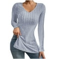 thumbnail image 1 of Annhoo Fall Tops for Women Elegant Slim Long Sleeve V Neck Knitted Tees Fashion Side Slit Dressy Shirts, 1 of 6