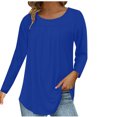 thumbnail image 1 of Annhoo Fall Tops for Women Long Sleeve Loose Pleated Round Neck Dressy Shirts Going out Casual Blouses, 1 of 6