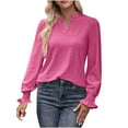 thumbnail image 1 of Annhoo Fall Tops for Women 2025 Puff Long Sleeve Casual V Neck Eyelet Blouses Trendy Cutout Going out T Shirts, 1 of 5