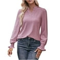 thumbnail image 1 of Annhoo Fall Tops for Women 2025 Puff Long Sleeve Casual V Neck Eyelet Blouses Trendy Cutout Going out T Shirts, 1 of 5