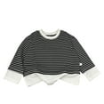 thumbnail image 1 of Annhoo Fashion Tops for Kids Long Sleeve Round Neck Block Color Stripe Pullover Loose Shirts Casual Cute Clothes, 1 of 4