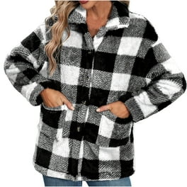 Plaid Jacket Black And White Check Oversized Shacket Chama Women's