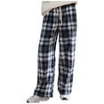 thumbnail image 1 of Annhoo Flannel Pants for Women Trendy Plaid Print Plush Trousers Casual Drawstring Straight Leg Pants, 1 of 5