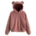 thumbnail image 1 of Annhoo Fleece Hoodies for Women Winter Comfy Long Sleeve Fuzzy Sweatshirt Plus Size Cute Bear Ears Hooded Tops, 1 of 4
