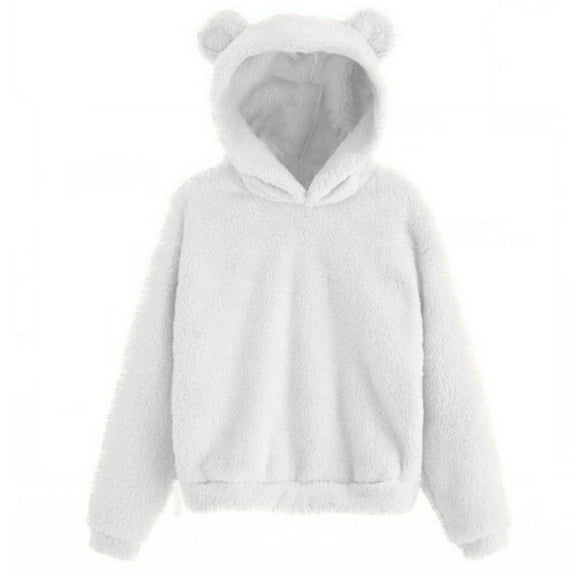 Annhoo Fleece Hoodies for Women Winter Comfy Long Sleeve Fuzzy Sweatshirt Plus Size Cute Bear Ears Hooded Tops