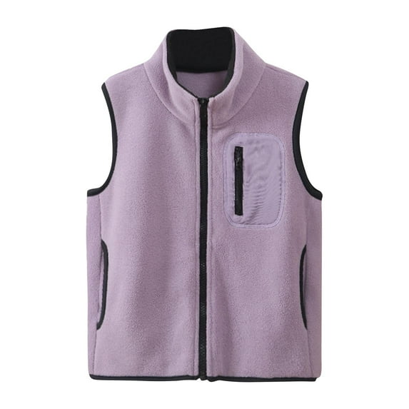 Annhoo Fleece Vest for Boys Girls Fall Winter Sleeveless Zipper up Thickened Waistcoat Kids Stand Neck Jackets with Pockets