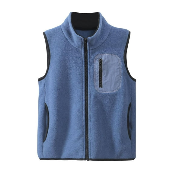 Annhoo Fleece Vest for Boys Girls Fall Winter Sleeveless Zipper up Thickened Waistcoat Kids Stand Neck Jackets with Pockets