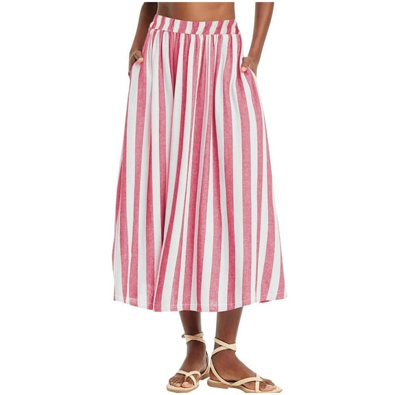 Annhoo Flowy Pants for Women Boho High Waisted Wide Leg Pants Loose Stripe Printed Lounge Cropped Trousers