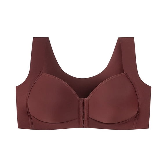 Annhoo Front Closure Bras for Women No Underwire High Support Bralettes Plus Size Basic Solid Color Underwear