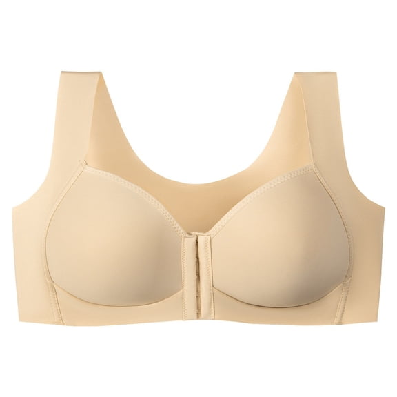 Annhoo Front Closure Bras for Women No Underwire High Support Bralettes Plus Size Basic Solid Color Underwear