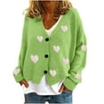 thumbnail image 1 of Annhoo Fuzzy Cardigan for Women Cute Graphic Printed Long Sleeve Button Front Sweater Tops Plus Size Fall Outwear, 1 of 4