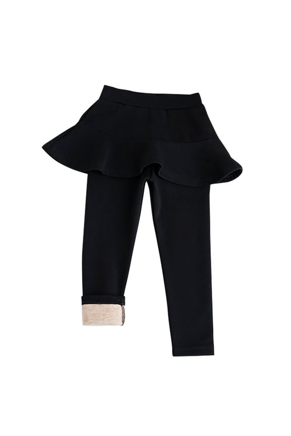 Girl's Leggings with Skirts 2-11 Years Toddler Kids Elastic Solid Color Comfy Culottes Thick Winter Baby Bottoms Pants