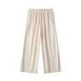 thumbnail image 1 of Annhoo Girl's Silk Lounge Pants Elastic High Waisted Wide Leg Pants Comfy Loose Solid Trousers Homewear for Kids, 1 of 2