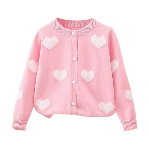 Annhoo Girls Cardigan Sweaters Cute Graphic Print Long Sleeve Knit Tops Casual Button down Outwear for Toddler