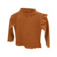 thumbnail image 1 of Annhoo Girls Fall Tees Cute Ruffle Mock Neck Long Sleeve Undershirt Children's Lounge Knitted Tops Basic Base Shirts, 1 of 3